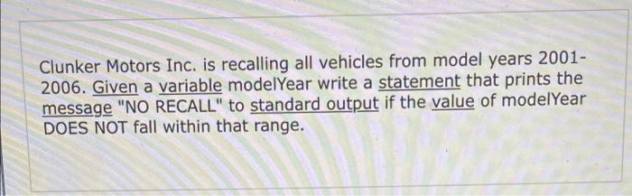 Clunker motors inc. is recalling