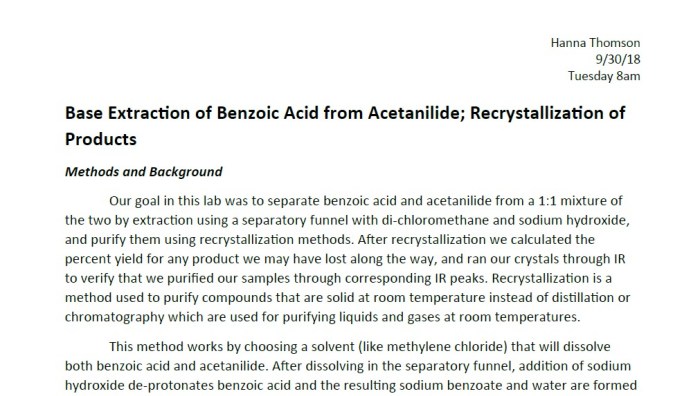 Recrystallization of acetanilide lab report